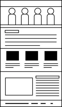 Monochrome Website screen for smartphone Stock Illustration