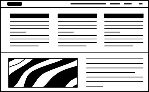 Monochrome Website screen view Stock Illustration