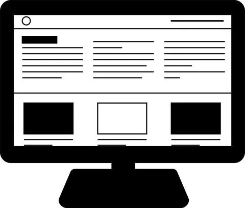Monochrome Website screen view with PC Stockillustratie