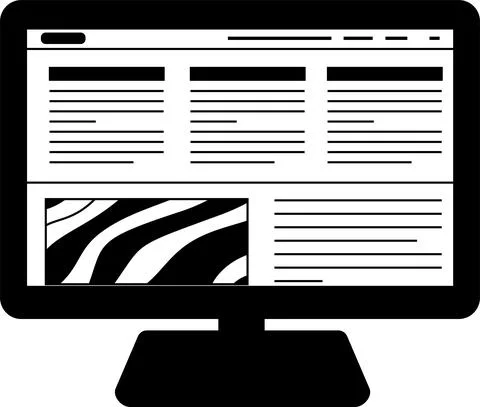 Monochrome Website screen view with PC 스톡 일러스트