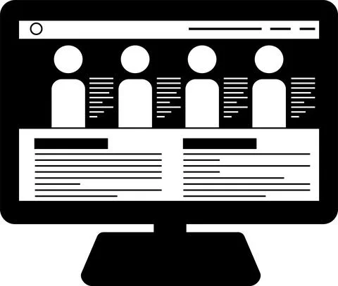 Monochrome Website screen view with PC 스톡 일러스트