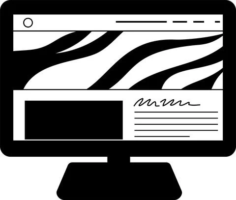 Monochrome Website screen view with PC 스톡 일러스트