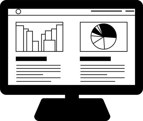 Monochrome Website screen view with PC Stockillustratie