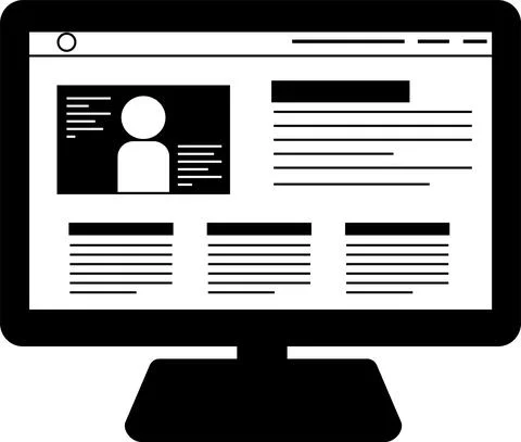Monochrome Website screen view with PC Stock Illustration