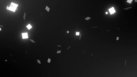 Monochrome White Floating Tech Cube Particles Loop Stock Footage 335327733