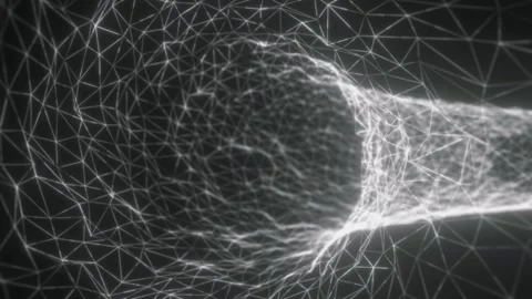 Monochrome wireframe mesh with connected nodes forming an abstract organic .. Stock Footage 332852621