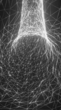 Monochrome wireframe mesh with connected nodes forming an abstract organic .. Stock Illustration