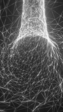 Monochrome wireframe mesh with connected nodes forming an abstract organic .. 库存插图