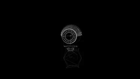 Monochrome Wireframe of Security Camera on Black Background Stock Footage 341778649