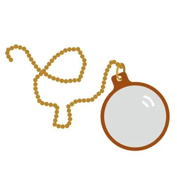 Monocle with chain. Simple flat vector illustration. Stock Illustration