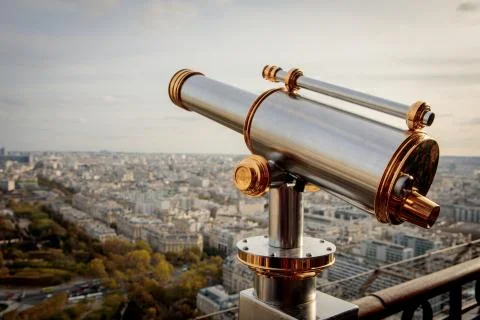 Monocular telescope at Eiffel Tower Stock Photos