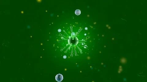 Monocytes attacking a Virus in the human Body Stock-Footage 115347209