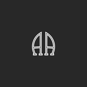 Monogram AA logo association of the two capital letters A and A, black and wh Stock Illustration