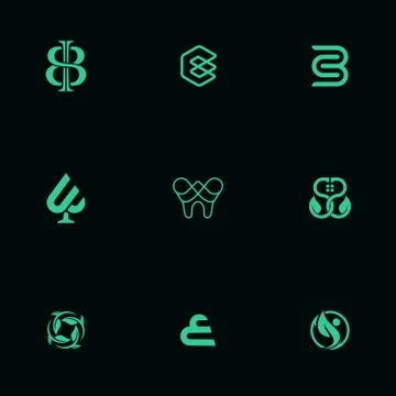 Monogram abstract modern logo set Stock Illustration