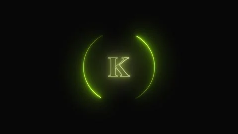 Monogram animation with neon letter k. Monogram abstract digital brand desi.. Video stock 337616388