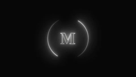 Monogram animation with neon letter m. Monogram abstract digital brand desi.. Video stock 337616399
