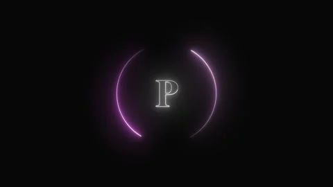 Monogram animation with neon letter p. Monogram abstract digital brand desi.. Video stock 337616414