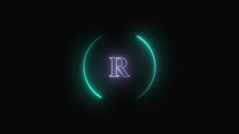 Monogram animation with neon letter r. Monogram abstract digital brand desi.. Video stock 337616444