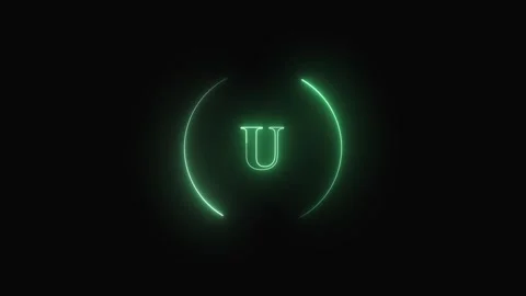 Monogram animation with neon letter u. Monogram abstract digital brand desi.. Video stock 337616451