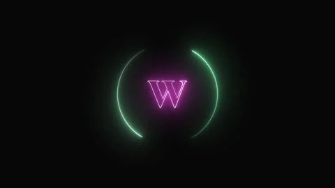 Monogram animation with neon letter w. Monogram abstract digital brand desi.. Video stock 337616471