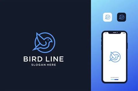 Monogram bird logo design premium vector Stock Illustration