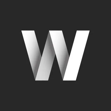 Monogram bold letter W 3d logo, broken line symbol design idea, paper cut rib Stock Illustration