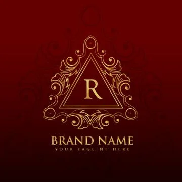 Monogram border frame logo design for letter R Illustrazione stock
