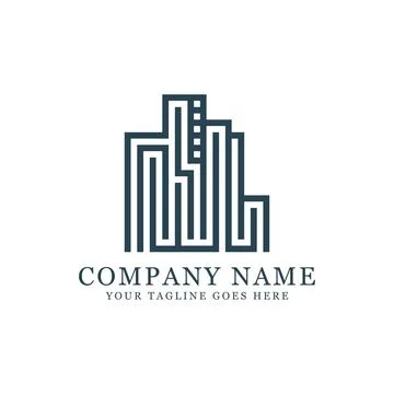 Monogram building logo design, Building exterior logo vector. Good for constr Ilustración de archivo