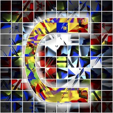 Monogram C with kaleidoscope pattern Stock Illustration