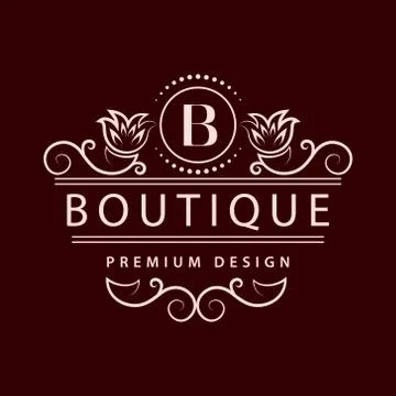Monogram Calligraphic elegant logo design Letter B Stock Illustration