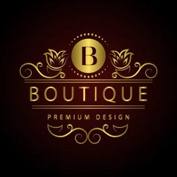 Monogram Calligraphic elegant logo design Letter B Stock Illustration