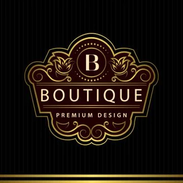 Monogram Calligraphic elegant logo design Letter B Stock Illustration