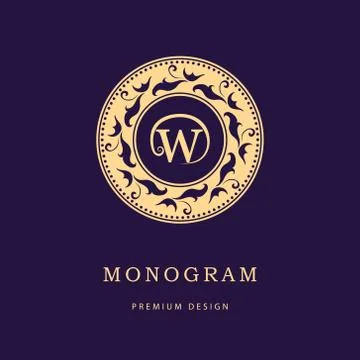 Monogram Calligraphic elegant logo design Letter W Stock Illustration