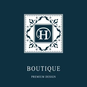 Monogram Calligraphic elegant logo design Letter H Stock-Illustration
