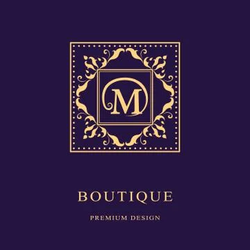 Monogram Calligraphic elegant logo design Letter M Stock Illustration