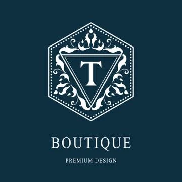 Monogram Calligraphic elegant logo design Letter T Stock-Illustration