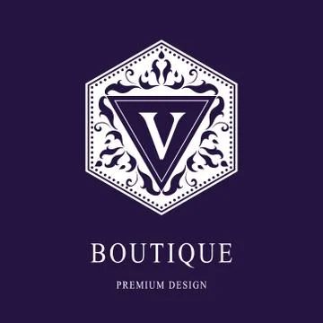 Monogram Calligraphic elegant logo design Letter V 스톡 일러스트