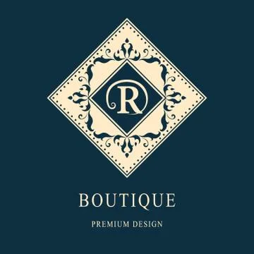 Monogram Calligraphic elegant logo design Letter R Stock-Illustration