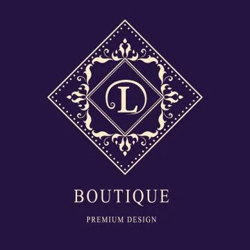 Monogram Calligraphic elegant logo design Letter L Stock-Illustration