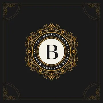 Monogram Calligraphic elegant logo design Letter B Stock-Illustration