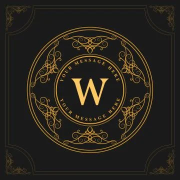 Monogram Calligraphic elegant logo design Letter W Stock-Illustration