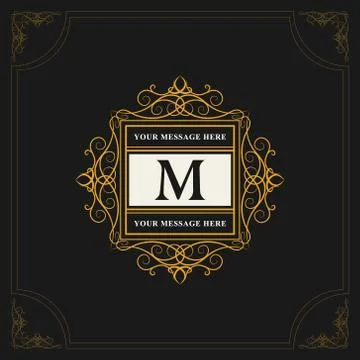 Monogram Calligraphic elegant logo design Letter M Stock-Illustration