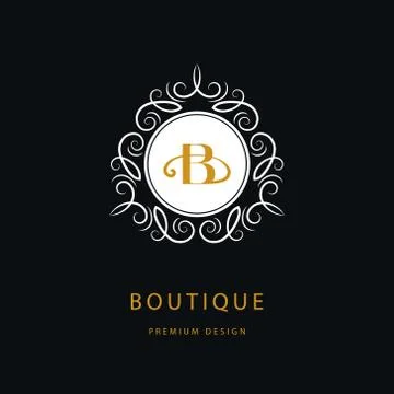 Monogram Calligraphic elegant logo design Letter B Stock-Illustration