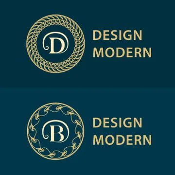 Monogram Calligraphic elegant logo design. Letter D, B Stock-Illustration