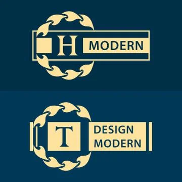 Monogram Calligraphic elegant logo design Letter H, T Stock-Illustration