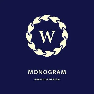 Monogram Calligraphic elegant logo design Letter W Stock-Illustration