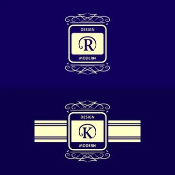 Monogram Calligraphic elegant logo design Letter R, K Stock-Illustration