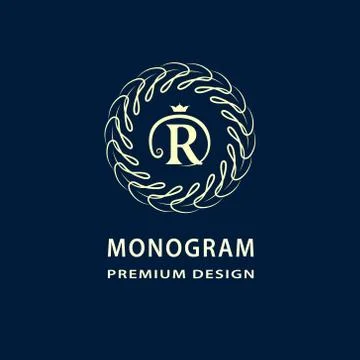 Monogram Calligraphic elegant logo design Letter R Illustrazione stock
