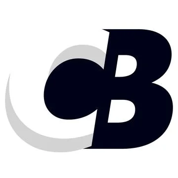 Monogram CB white black with gray shadow Stock Illustration