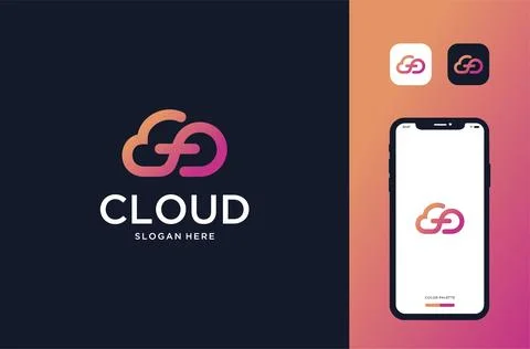 Monogram cloud logo design inspirations Stock Illustration
